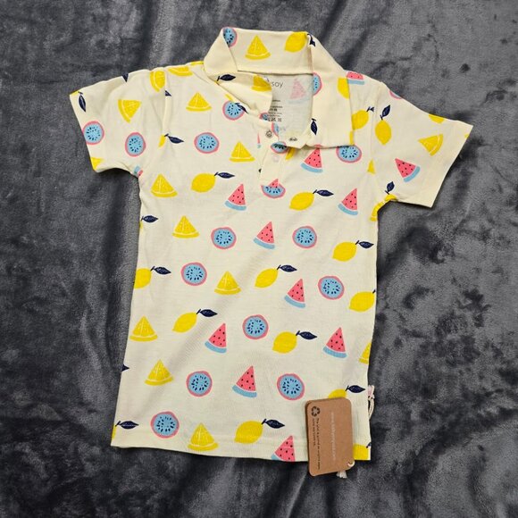 Babysoy Organic Fruit Print Polo Tee Toddler Size 2T NWT Summer Shirt - Picture 3 of 3
